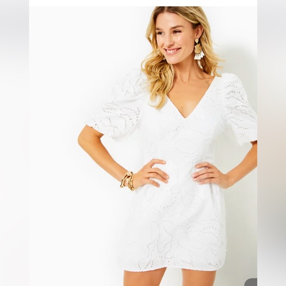 Lilly Pulitzer White Eyelet Romper w/ Bow back - Picture 1 of 5